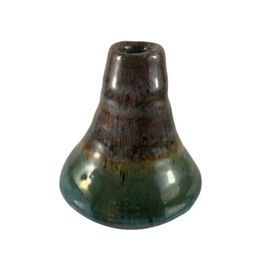 Incense Burner Holder Small Bud Vase Earthenware Green Boho Studio‎ Art Pottery